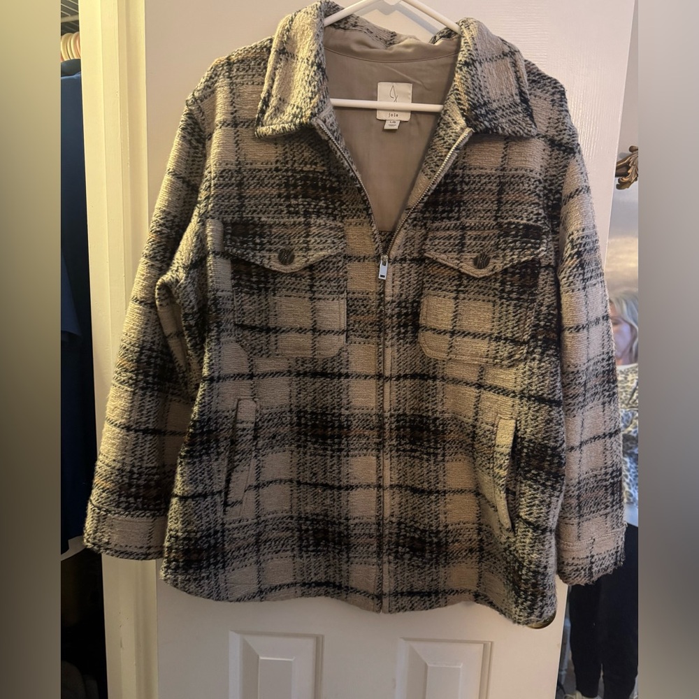 Joie Women’s Full Zip Plaid Shacket Multicolor Large